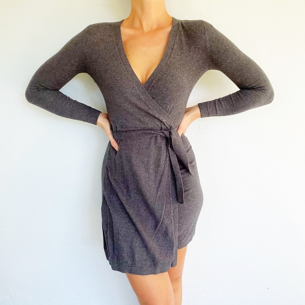 Banana Republic gray surplice wrap sweater dress size XXSP